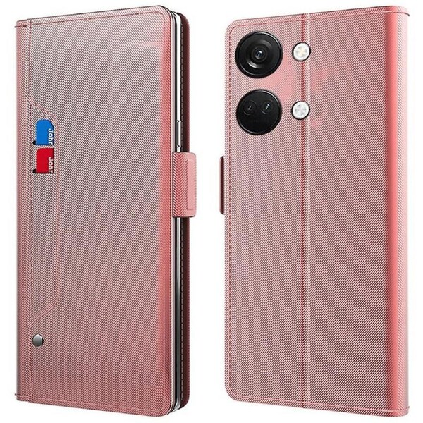 For OnePlus Ace 2V/Nord 3 5G Slim-fit PU Leather Phone Cover Shell Stand Dustproof Case and Mirror