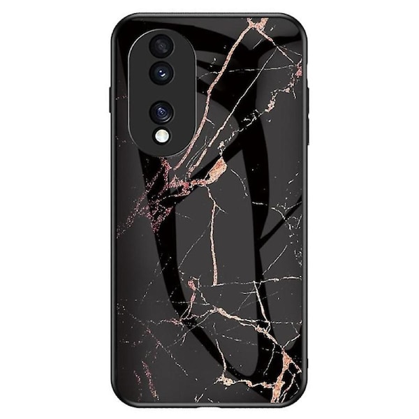 For Honor 70 5G Slim Pattern Tempered Glass + PC + TPU Hybrid Drop-proof Cover