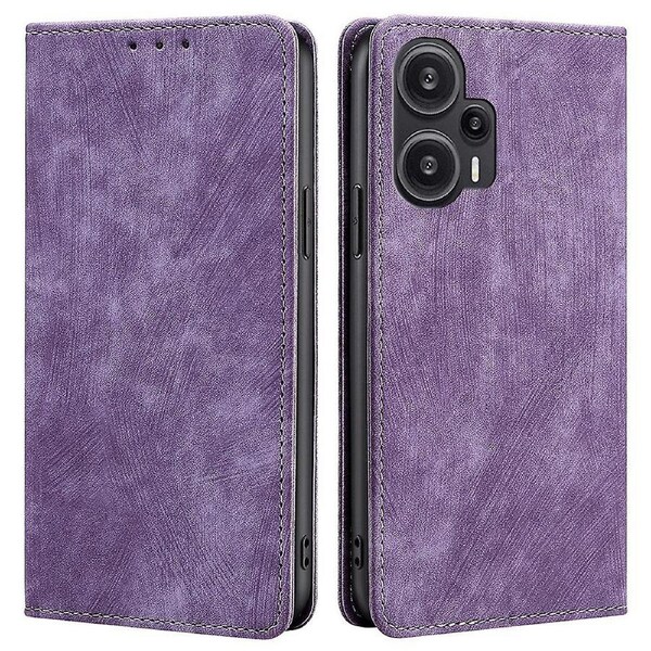 Textured Phone Cover for Xiaomi Redmi Note 12 Turbo/Poco F5 5G RFID Blocking Wallet Flip Stand Case