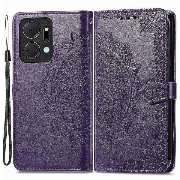 For Honor X7a 4G/Play 40 Plus 5G Phone Shell Case Stand Wallet Embossed Mandala Pattern Cover