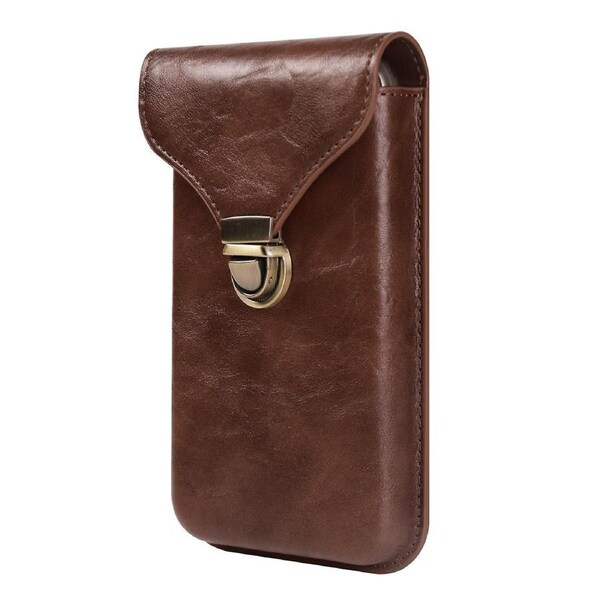 6.7-inch Universal Phone Case Card Holder Pu Leather Waist Belt Holster Vertical Phone Pouch