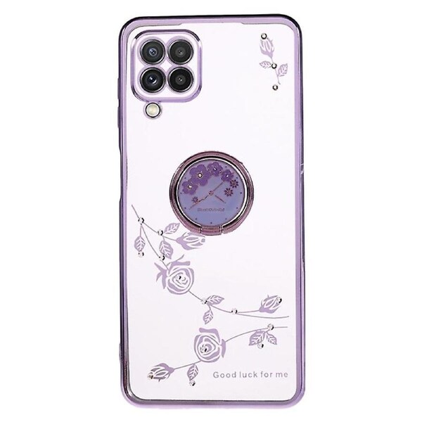 KADEM For Samsung Galaxy A12 Pattern Rhinestone Cell Phone Case TPU Electroplating Kickstand Cover