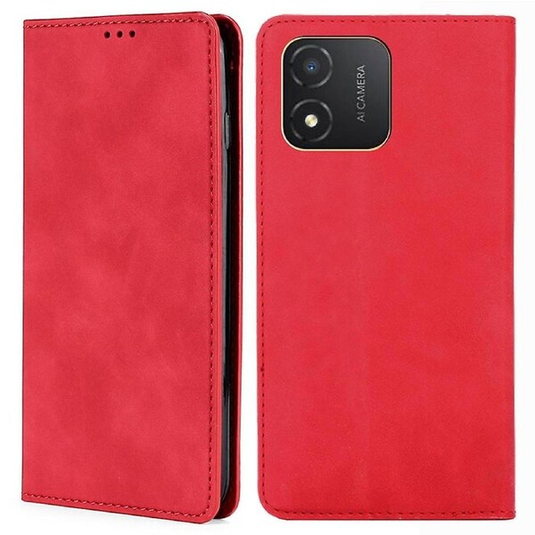 For Honor X5 4G Card Holder Scratch Resistant PU Leather Case Skin-touch Stand Mobile Phone Cover