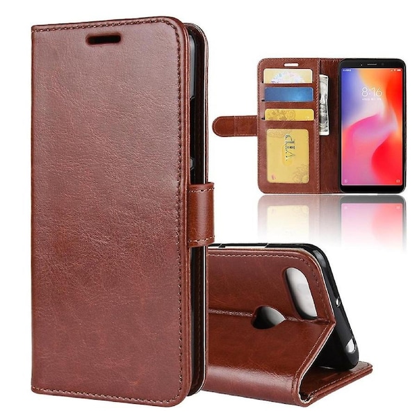 Crazy Horse ic Leather Stand Cover for Xiaomi Redmi 6 (Dual Camera: 12MP+5MP)