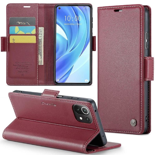 CASEME 023 Series Wallet Case for Xiaomi Mi 11 Lite 4G/5G/11 Lite 5G NE,Stand Phone Cover
