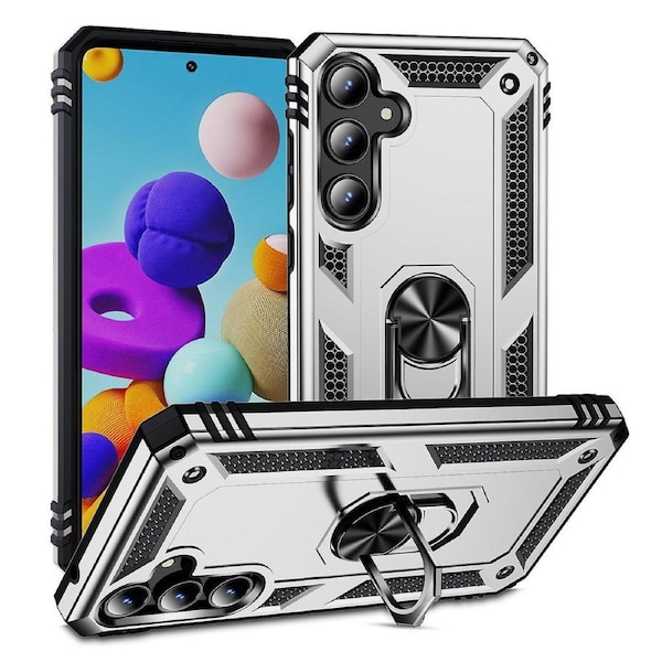 For Samsung Galaxy A55 5G Cell Phone Case Anti-scratch TPU+PC Cover with Ring Kickstand
