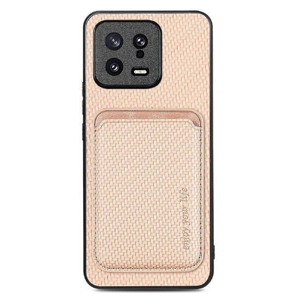 Detachable Card Holder Case for Xiaomi 13 5G,Carbon Fiber Texture Anti-scratch Cell Phone Cover