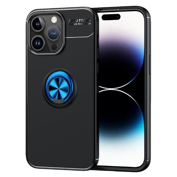 Protective Phone Case for iPhone 15 Pro Max ,Rotary Ring Holder Kickstand Soft TPU Cover/Blue