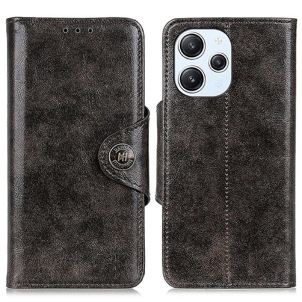 KHAZHEN For Xiaomi Redmi 12 4G Phone Case PU Leather Stand TPU Shockproof Inner Shell Wallet Cover