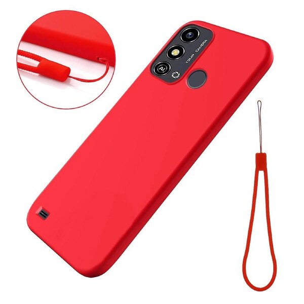 For ZTE Blade A53 Smartphone Cover Case Soft Lining Liquid Silicone Phone Shell with Strap