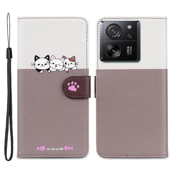 Cartoon Pet Series for Xiaomi 13T/13T Pro Case Wallet Splicing Leather Cover