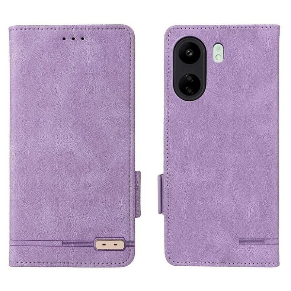 Custodia Flip Portafoglio In Pelle Con Rilievo Per Xiaomi Redmi 13C / Poco C65 - Grigio, Antiurto, Porta Carte E Supporto