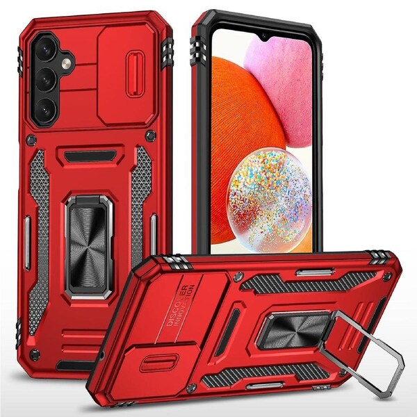 For Samsung Galaxy A15 4G Case PC+TPU Anti-Drop Kickstand Phone Cover with Slide Lens Shield