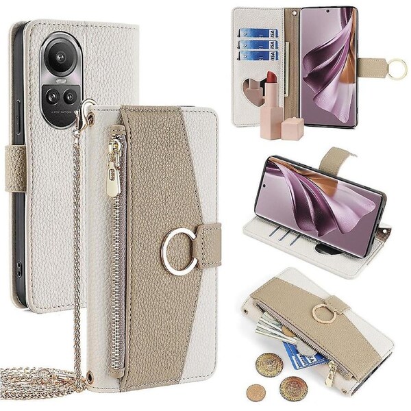 For Oppo Reno10 5G (Global)/Reno10 Pro 5G (Global) Leather Case Zipper Pocket Phone Cover