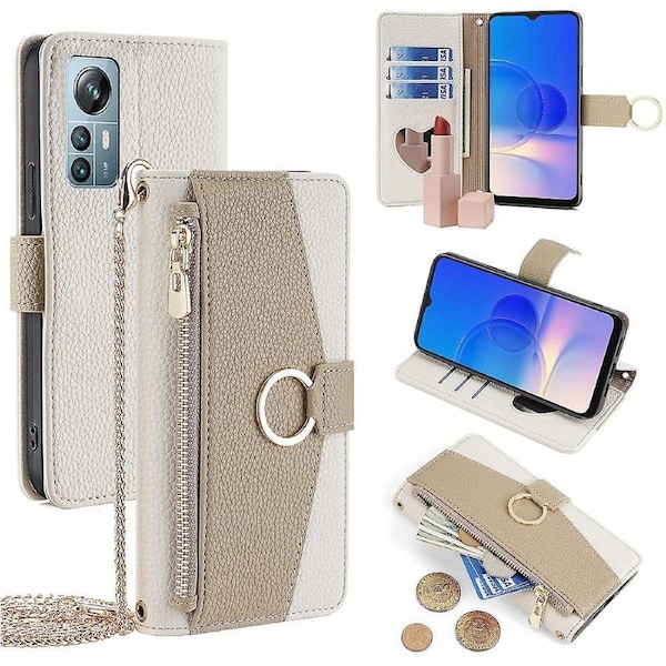 Forview A85 Case Zipper Pocket Makeup Mirror Phone Cover with Shoulder Strap