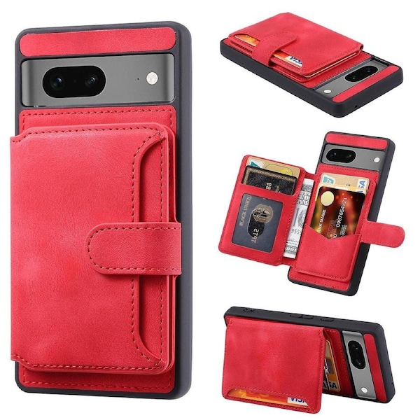 For Google Pixel 7 5G RFID Blocking Wallet Phone Cover Skin-touch Kickstand Leather Coated TPU Case