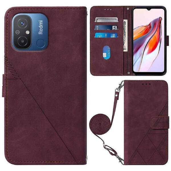For Xiaomi Redmi 12C 4G/11A 4G/Poco C55 4G Imprinted Lines Shockproof Leather Cover Phone Case