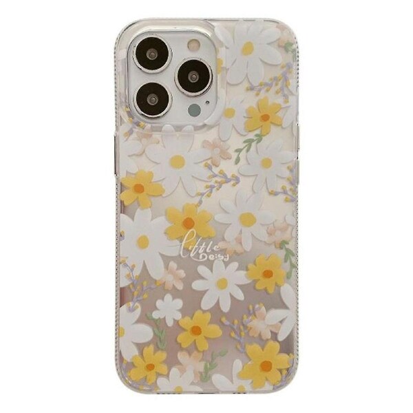 For iPhone 13 Pro 6.1 inch IMD Pattern Printing TPU Phone Case Hot Stamping Cover Daisy