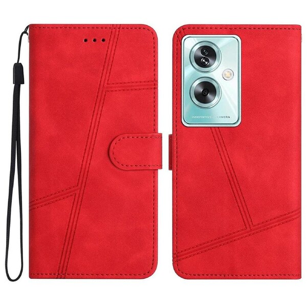 For Oppo A79 5G/A2 5G Lines Imprinted Cell Phone Case Foldable Stand PU Leather Cover