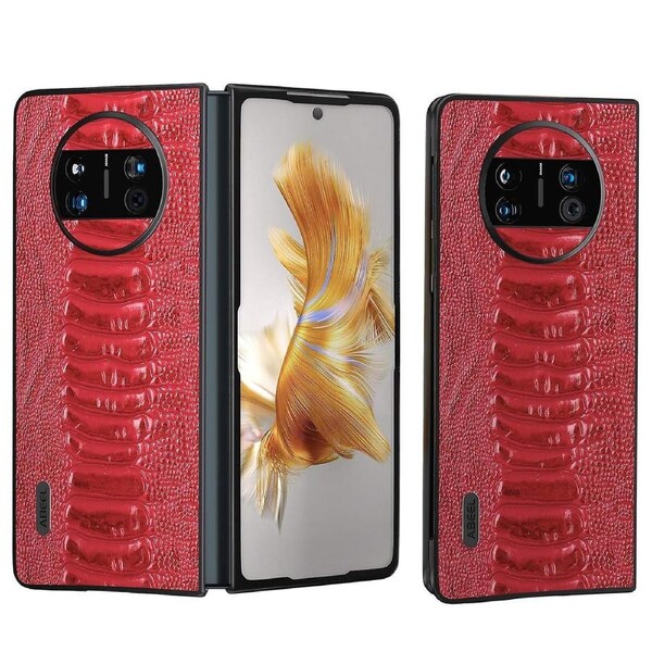 For Huawei Mate X3 5G Slim Folding Phone Case Genuine Cow Leather Coated PC+TPU Protective Cover