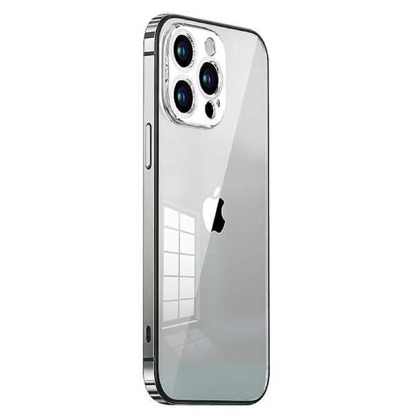 Anti-Drop Slim Phone Case for iPhone 15 Pro Max TPU+PC+Metal Frame HD Clear Shockproof Phone Cover