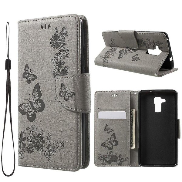 Floral Leather Wallet Cover with Hand Strap for Huawei Honor 5c/GT3
