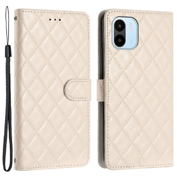 For Xiaomi Redmi A1 4G/A2 4G Folio Stand View Phone Case Stitching Line Rhombus Wallet Cover