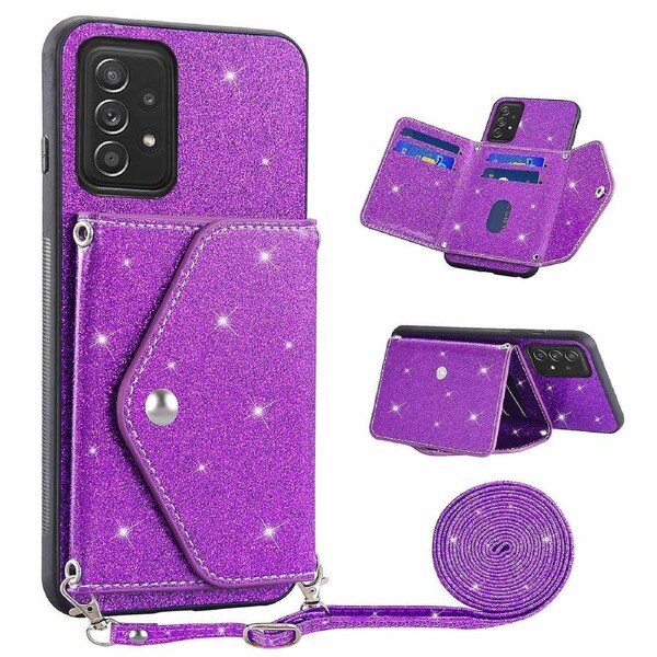 For Samsung Galaxy A72 5G/4G Kickstand Phone Case Glitter Phone Cover Card Holder Shell