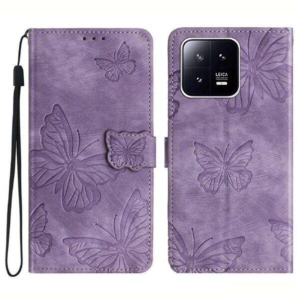 Skin-touch Phone Case for Xiaomi 13 5G,Stand Wallet Leather Imprinted Phone Cover