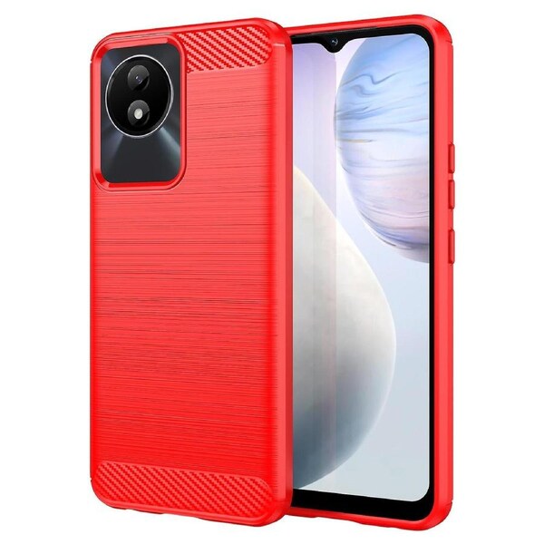 For vivo Y02 4G Shockproof Brushed Mobile Phone Case Carbon Fiber Texture TPU Protective Phone Cover