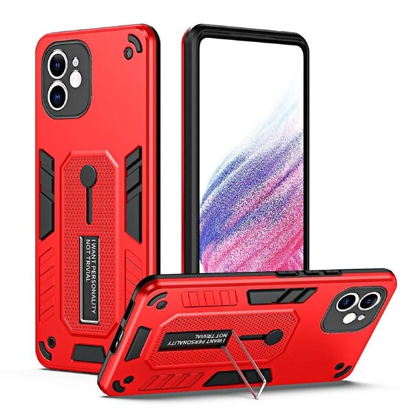 For iPhone 12 6.1 inch Phone Case Silicone Ring Strap TPU+PC Cell Phone Cover with Metal Kickstand