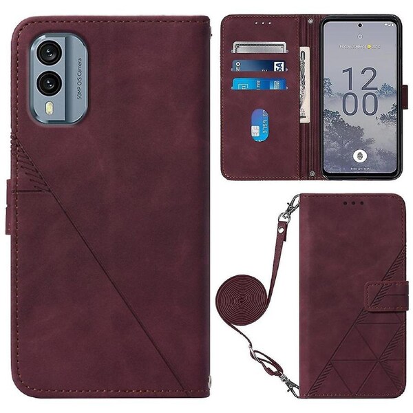 Imprinting Series-2 Flip Case for Nokia X30 5G Imprinted Lines Leather Phone Cover with Wallet Stand