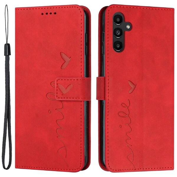 For Samsung Galaxy M14 5G Feeling Leather Phone Case Stand Imprinted Heart Wallet Phone Cover