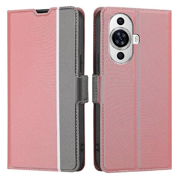 For Huawei nova 11 Card Holder Twill Texture Phone Cover Stand TPU+PU Leather Smartphone Case
