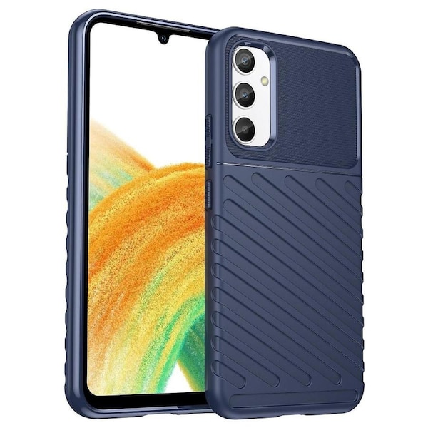 For Samsung Galaxy A34 5G Thunder Series Thickened TPU Twill Texture Anti-slip Phone Case Back Cover