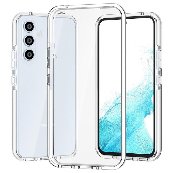 For Samsung Galaxy A34 5G Bi-color Clear Back Cover Combo Soft TPU+TPE Frame Protective Phone Case