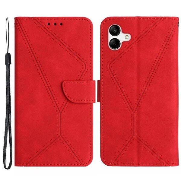HT05 Imprinted Line Phone Case for Samsung Galaxy A04e 4G/M04 4G/F04 4G Wallet Stand Cover