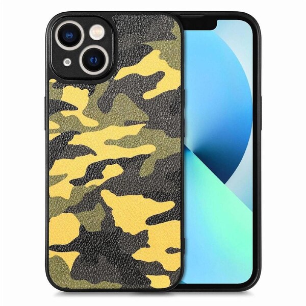 Camouflage Pattern Phone Cover for iPhone 13 mini,Precise Cutout Leather Coated PC+TPU Case