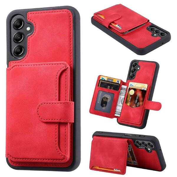 For Samsung Galaxy A34 5G Kickstand Phone Cover RFID Blocking Wallet PU Leather Coated TPU Case