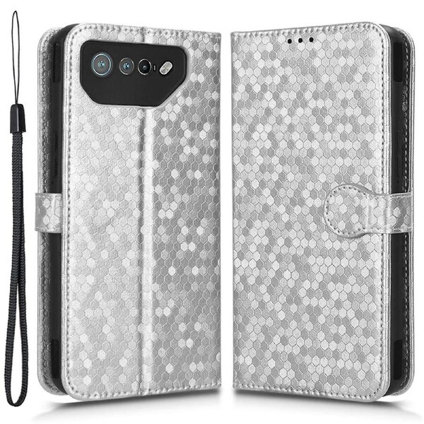 For Asus ROG Phone 7 5G Mobile Phone Wallet Case PU Leather Stand Dot Pattern Imprinted Phone Cover