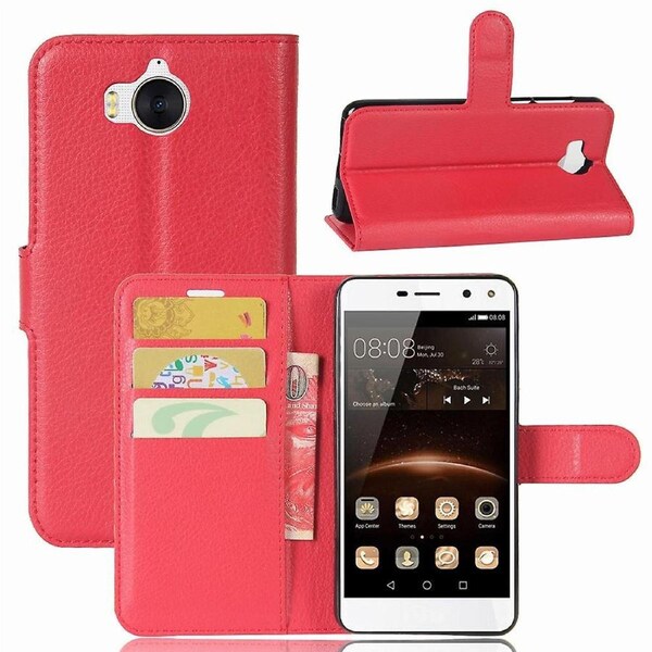 For Huawei Y5 (2017)/Y6 (2017) Litchi Texture PU Leather Card Slots Stand Phone Casing Cover