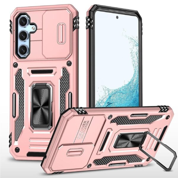 for Samung Galaxy A35 Case with Slide Camera Cover Ring Kickstand Military Grade Shockproof Case, Heavy Duty for A35 Phone Case