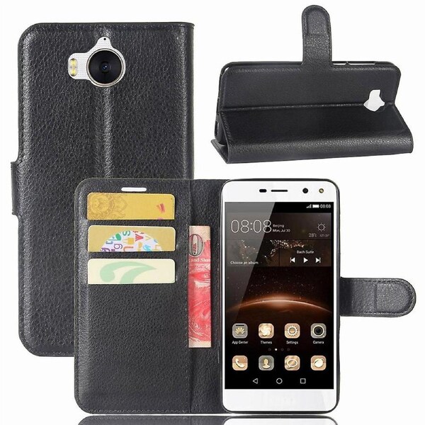 For Huawei Y5 (2017)/Y6 (2017) Litchi Texture PU Leather Card Slots Stand Phone Casing