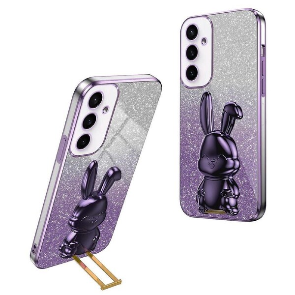For Samsung Galaxy S23 FE Cell Phone Case Cute Rabbit Pull-out Kickstand Drop Resistant Cover