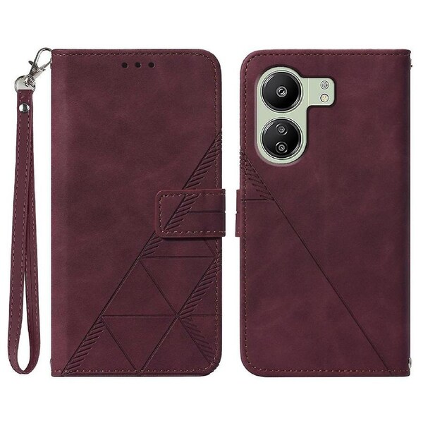 YB Imprinting Series-1 For Xiaomi Redmi 13C 4G/Poco C65 4G Wallet Phone Case with Strap