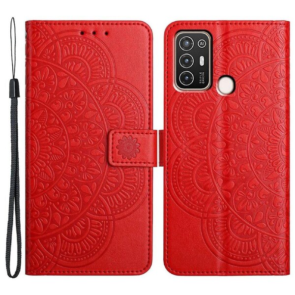 For ZTE Blade A52 Case Mandala Flower Leather Flip Cover with Wallet Stand