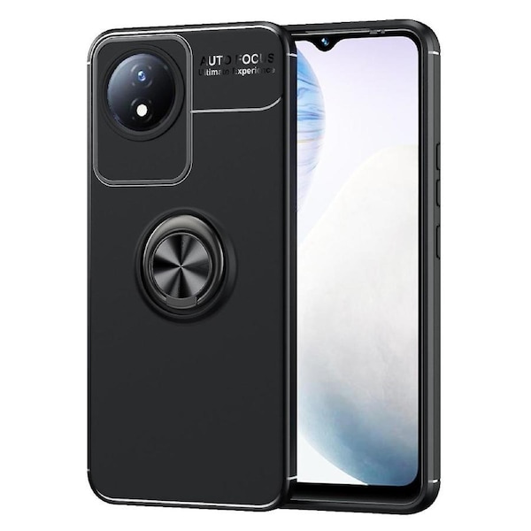 For vivo Y02 4G Protective Cover Kickstand TPU Phone Case Anti-drop Ring Holder Phone Shell