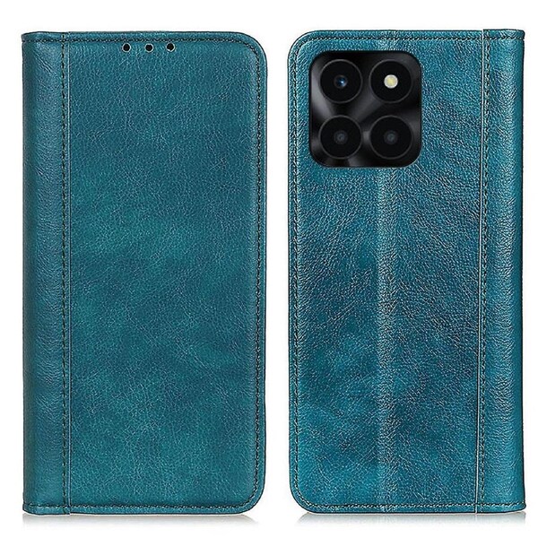For Honor X6a 4G Split Leather Cover Litchi Texture Phone Case Wallet Stand Protection Shell