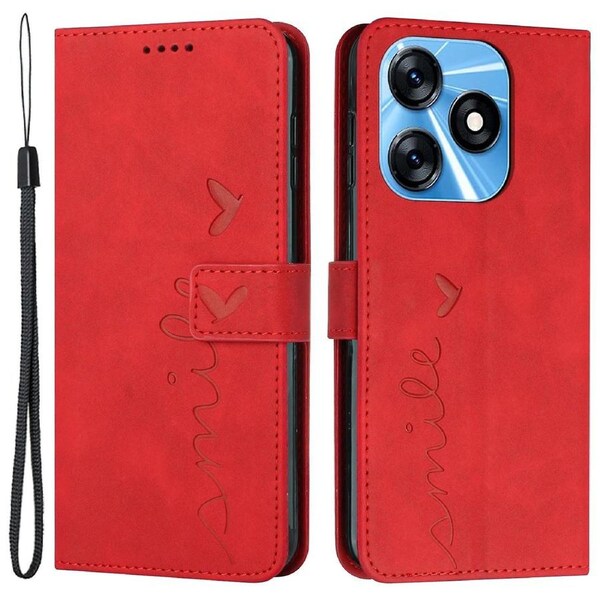 Folio Flip Shell for Transsion Tecno Spark 10C 4G Imprinted Heart Shape Phone Wallet Stand Case