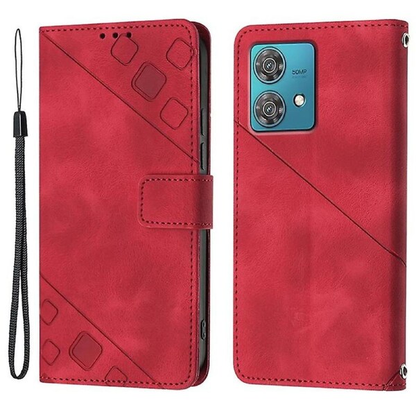 PT005 YB Imprinting Series-6 For Motorola Edge 40 Neo 5G Case with Hand Strap Wallet Cover